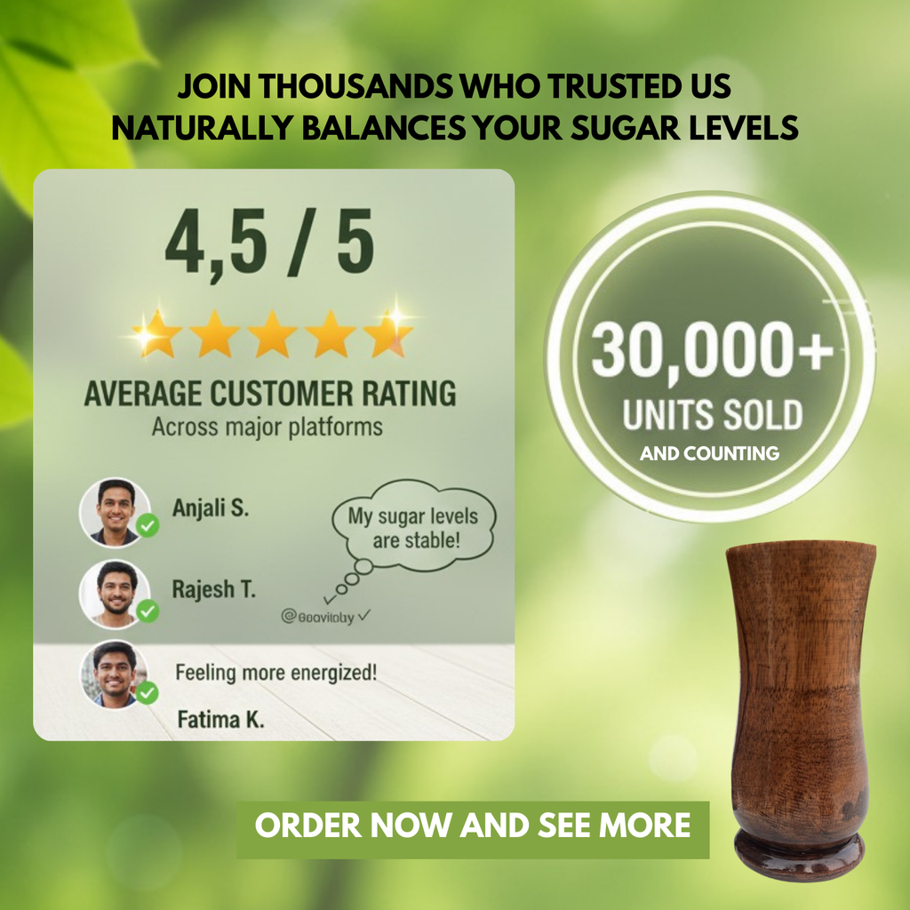 Vijaysar wooden water glass in daily use