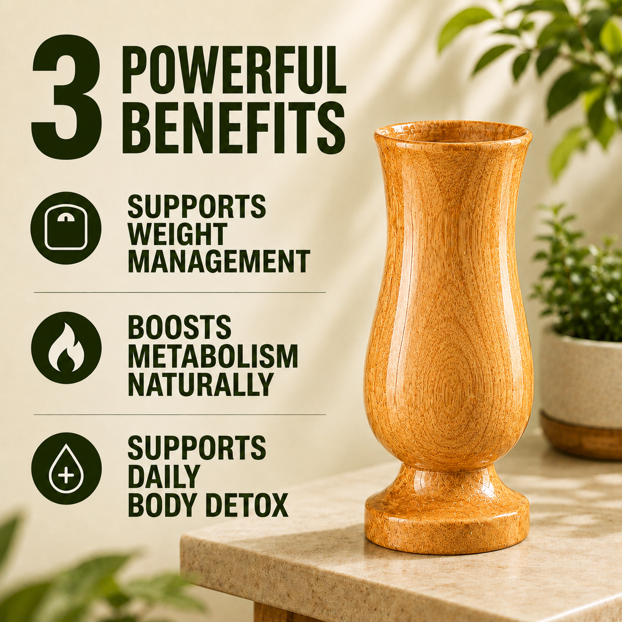 Neem wooden water glass overnight water storage