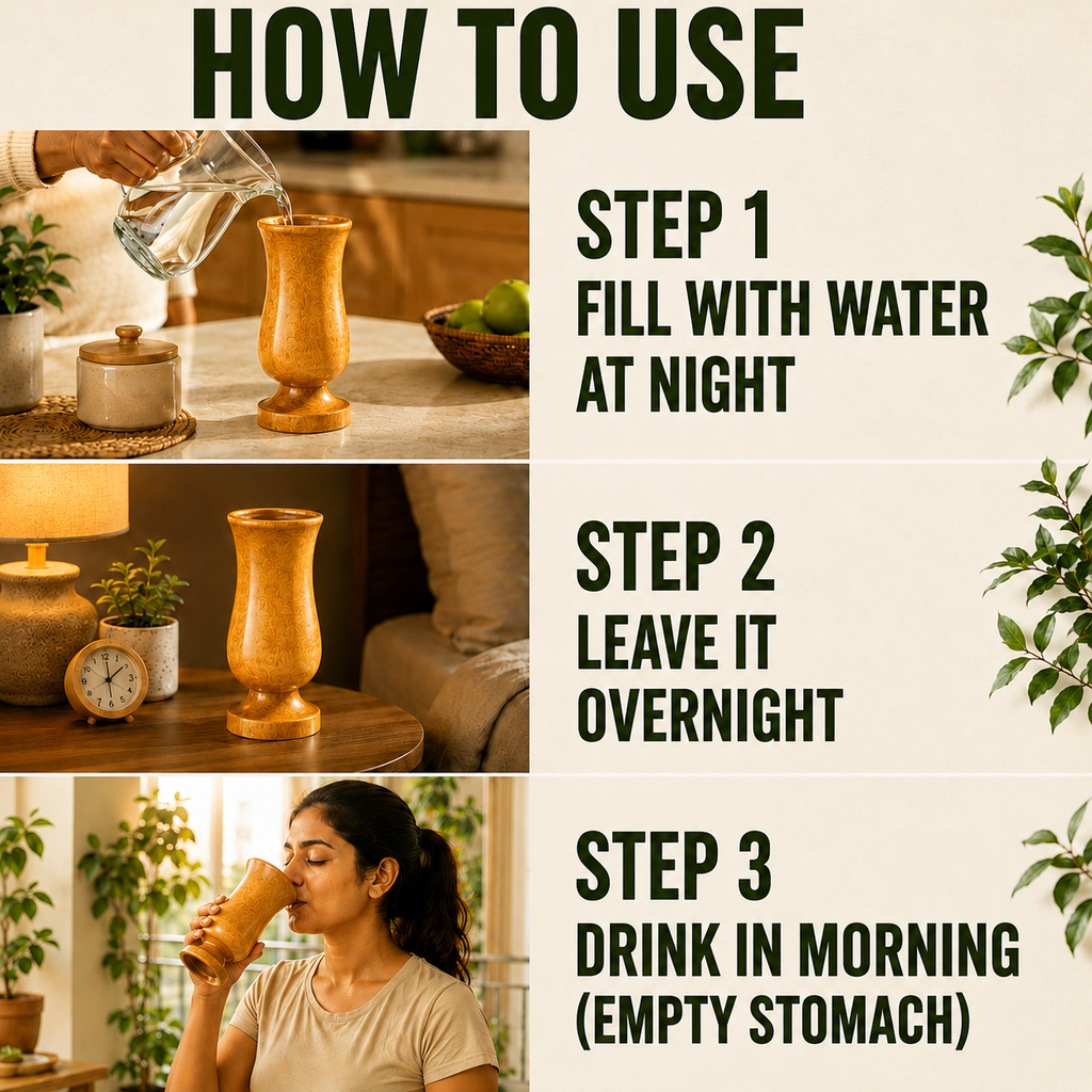 Neem wooden water glass how to use